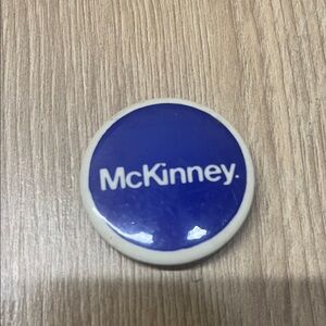 McKinney Blue and White Round Button